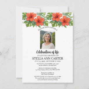 Convites Celebração da Foto de Vida Havaí Floral Funeral 