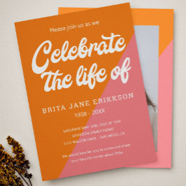 Convites Celebração da Foto do Funky Orange Pink