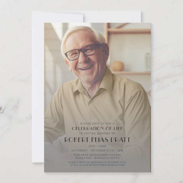Convites Celebração da Foto Personalizada Funeral da Vida (Frente)