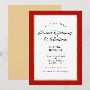 Convites Celebração   da grande inauguração vermelho e