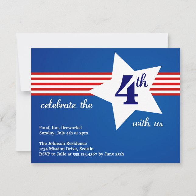 Convites Celebração da Independência do 4 de julho (Frente)