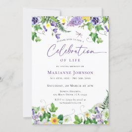 Convites Celebração da Life Watercolor Floral Funeral