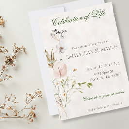 Convites Celebração da Life Wildflower Watercolor