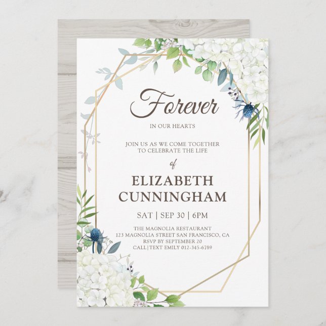 Convites Celebração da Madeira Geométrica Floral Moderna (Frente/Verso)