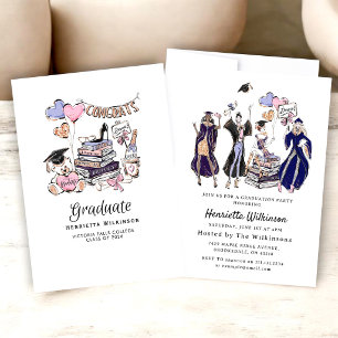 Convites Celebração da Turma de Graduados Desenhada à Mão d