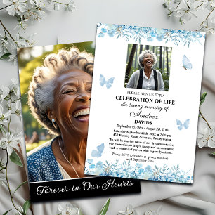 Convites Celebração Da Vida 2 Fotos Funeral Floral Azul