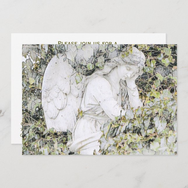 Convites Celebração da Vida - Angel no Jardim (Frente/Verso)