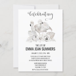 Convites Celebração da Vida Branca Flamingo Boho Tropical