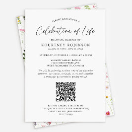 Convites Celebração da Vida | Código QR de Funeral Flor Sil