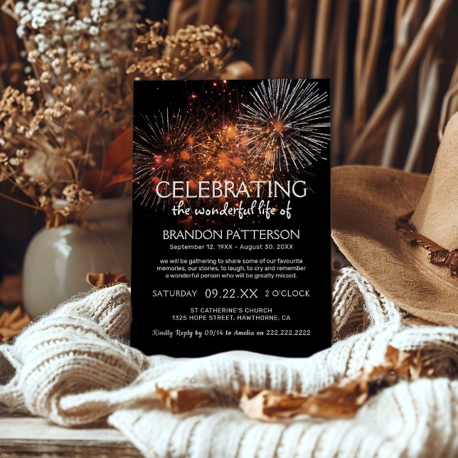 Convites Celebração da Vida com Fogos de Artifício | Funera (Criador carregado)