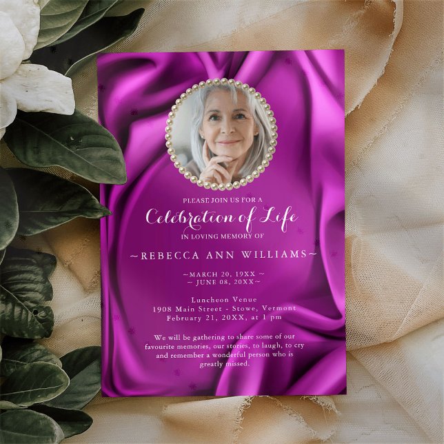 Convites Celebração da Vida com Foto Silk Velvet Purple (Criador carregado)