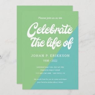 Convites Celebração da Vida com o Azul Azul Funky Verde