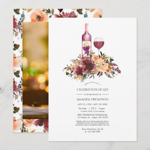 Convites Celebração da Vida com tema de Vinho Floral Pêsseg