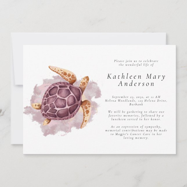 Convites Celebração da Vida da Tartaruga do Mar (Frente)