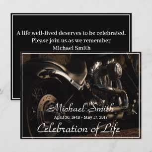 Convites Celebração da Vida das Motocicletas Black & Silv