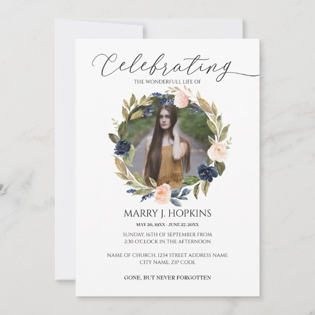 Convites Celebração da Vida de Fotos da Terra do Blossom (Frente)