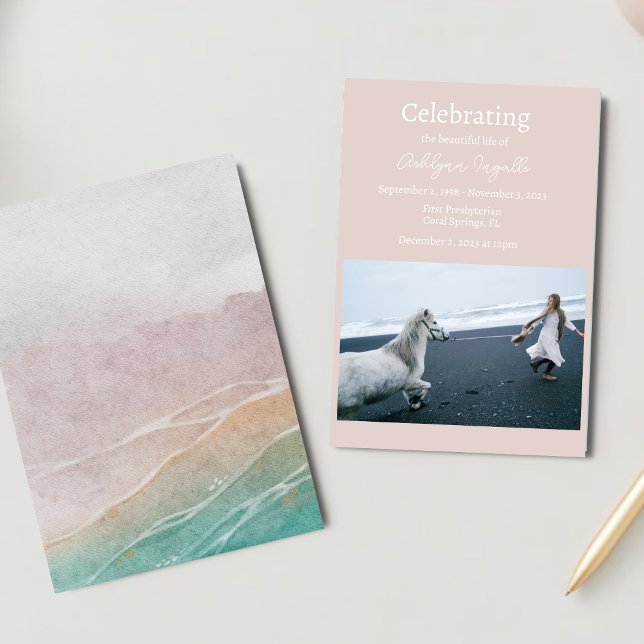 Convites Celebração da Vida do Funeral Sandy Beach (Criador carregado)