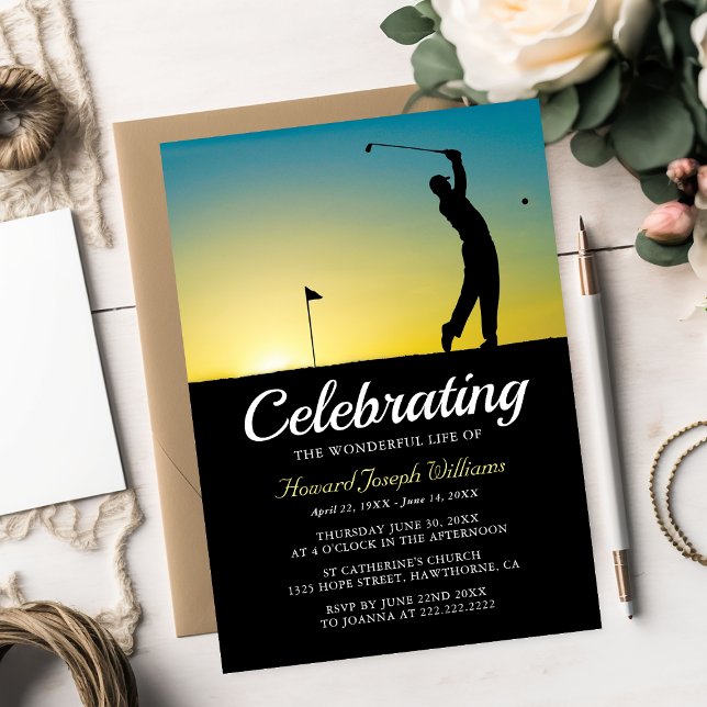 Convites Celebração da Vida do Golfista | Em Memória Amoros (Criador carregado)