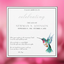 Convites Celebração da Vida do Hummingbird Aquarela