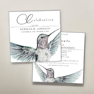Convites Celebração da Vida do Hummingbird Aquarela