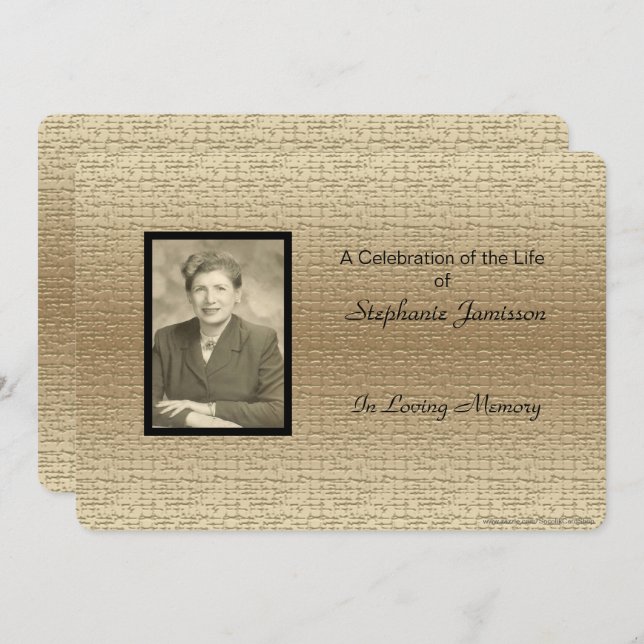 Convites Celebração da vida, Dourada com fotografia, fotogr (Frente/Verso)