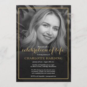 Convites Celebração da Vida em Foto Funeral Preto e Branco