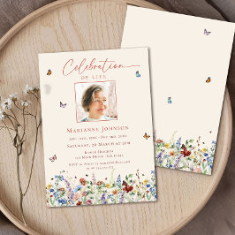 Convites Celebração da Vida em Memorial de Flores Selvagens