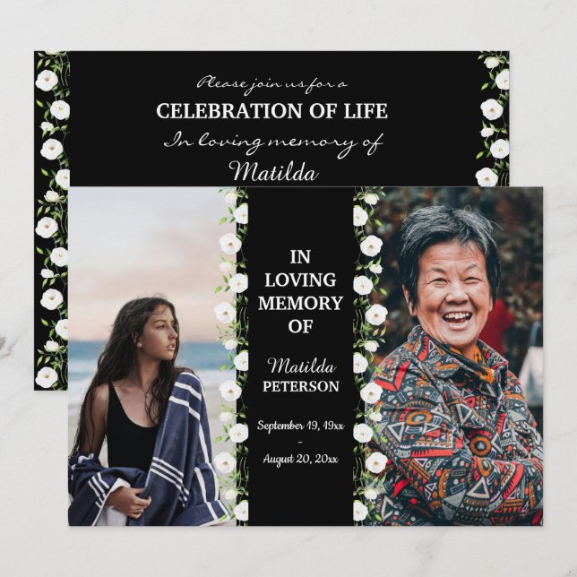Convites Celebração Da Vida Então E Agora 2 Funerais Fotogr (Frente/Verso)