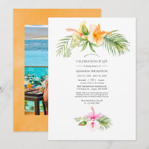 Convites Celebração da Vida Floral Tropical na Praia