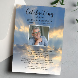 Convites Celebração da Vida Foto Céu Nuvens Funeral