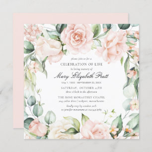 Convites Celebração da Vida Foto Funeral Rosa Rosa Rosa Flo