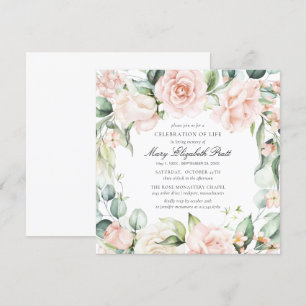 Convites Celebração da Vida Foto Funeral Rosa Rosa Rosa Flo