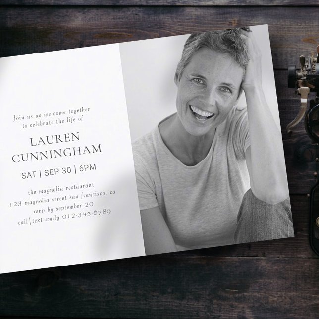 Convites Celebração da Vida Foto Simples Moderna Minimalist (Criador carregado)