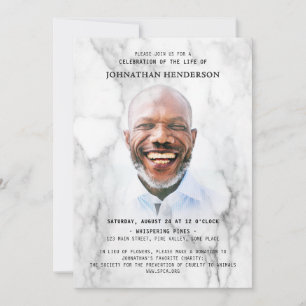 Convites Celebração da Vida / Funeral com Foto em Mármore M