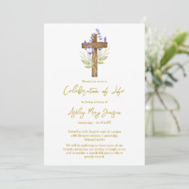 Convites Celebração da Vida Funeral Cruz de Lavanda
