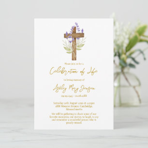 Convites Celebração da Vida Funeral Cruz de Lavanda