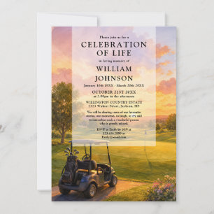 Convites Celebração da Vida Funeral de Carrinho de Golfe