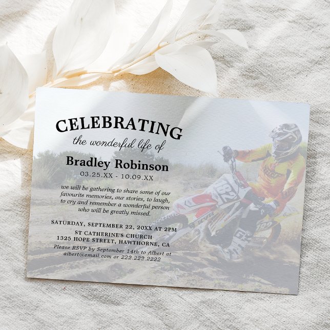 Convites Celebração da Vida | Funeral de Foto de Motocross (Criador carregado)