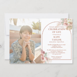 Convites Celebração da Vida Funeral Foto da Grama das Pampa