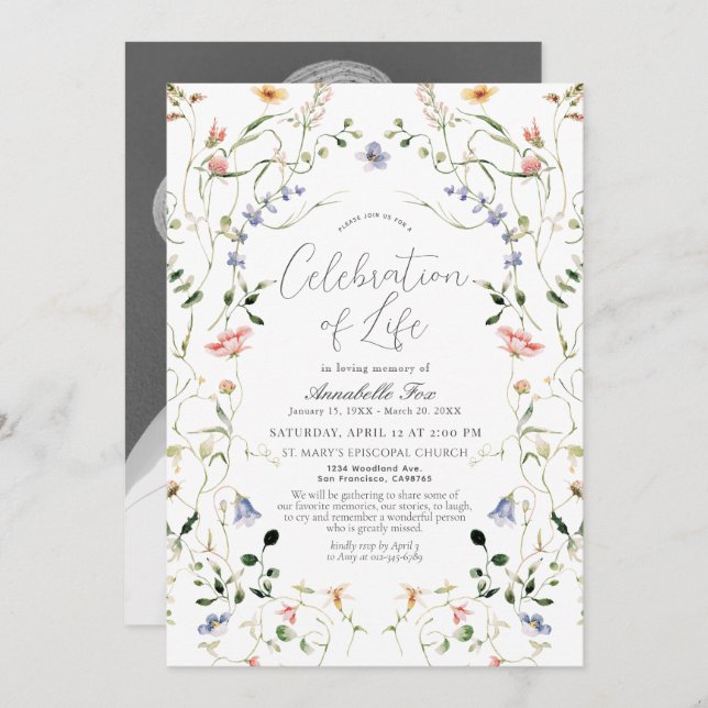 Convites Celebração da Vida Funeral Memorial (Frente/Verso)