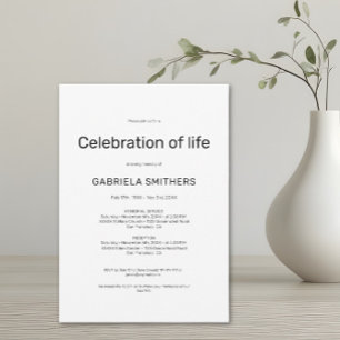 Convites Celebração da vida Funeral Memorial