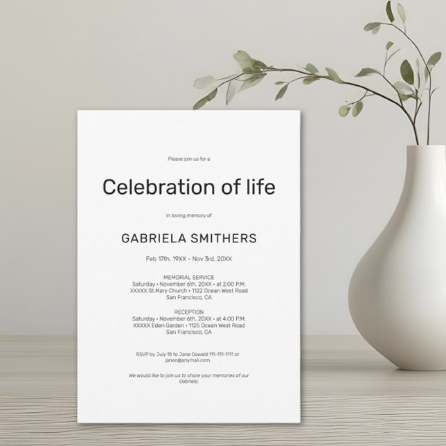 Convites Celebração da vida Funeral Memorial (Criador carregado)