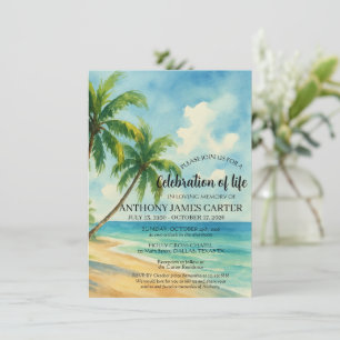 Convites Celebração da Vida Funeral na Praia Tropical