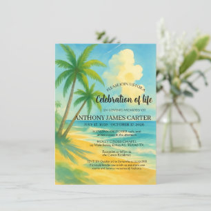 Convites Celebração da Vida Funeral na Praia Tropical