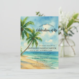 Convites Celebração da Vida Funeral na Praia Tropical