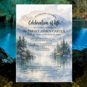 Convites Celebração da Vida Funeral no Lago Misty Mountain