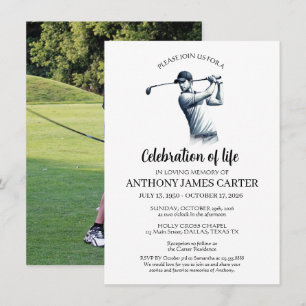 Convites Celebração da Vida Golfista Foto de Golfe Funeral