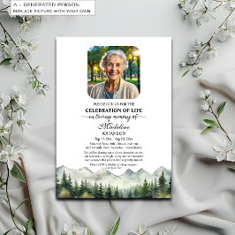 Convites Celebração da Vida nas Montanhas e Árvores Funeral