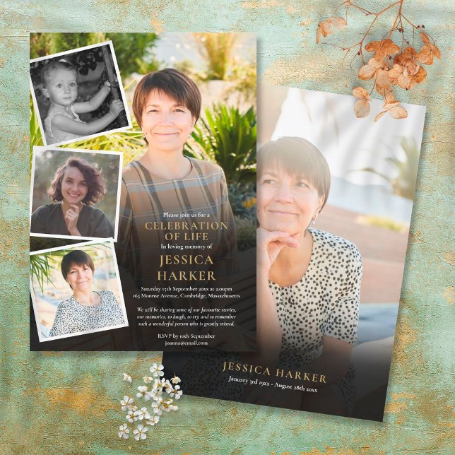 Convites Celebração da Vida pela Colagem de Fotos Funeral M (Criador carregado)