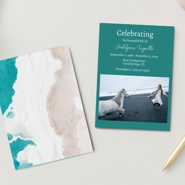 Convites Celebração da Vida pelo Funeral Ocean Beach (Criador carregado)